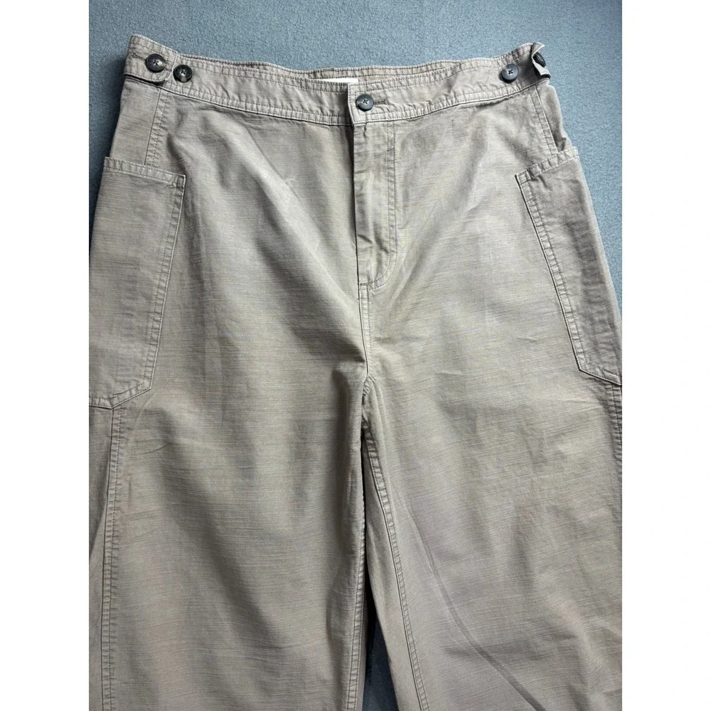 Everlane Utility Barrel Leg Pants Women 12 Khaki Tan Organic Cotton Linen